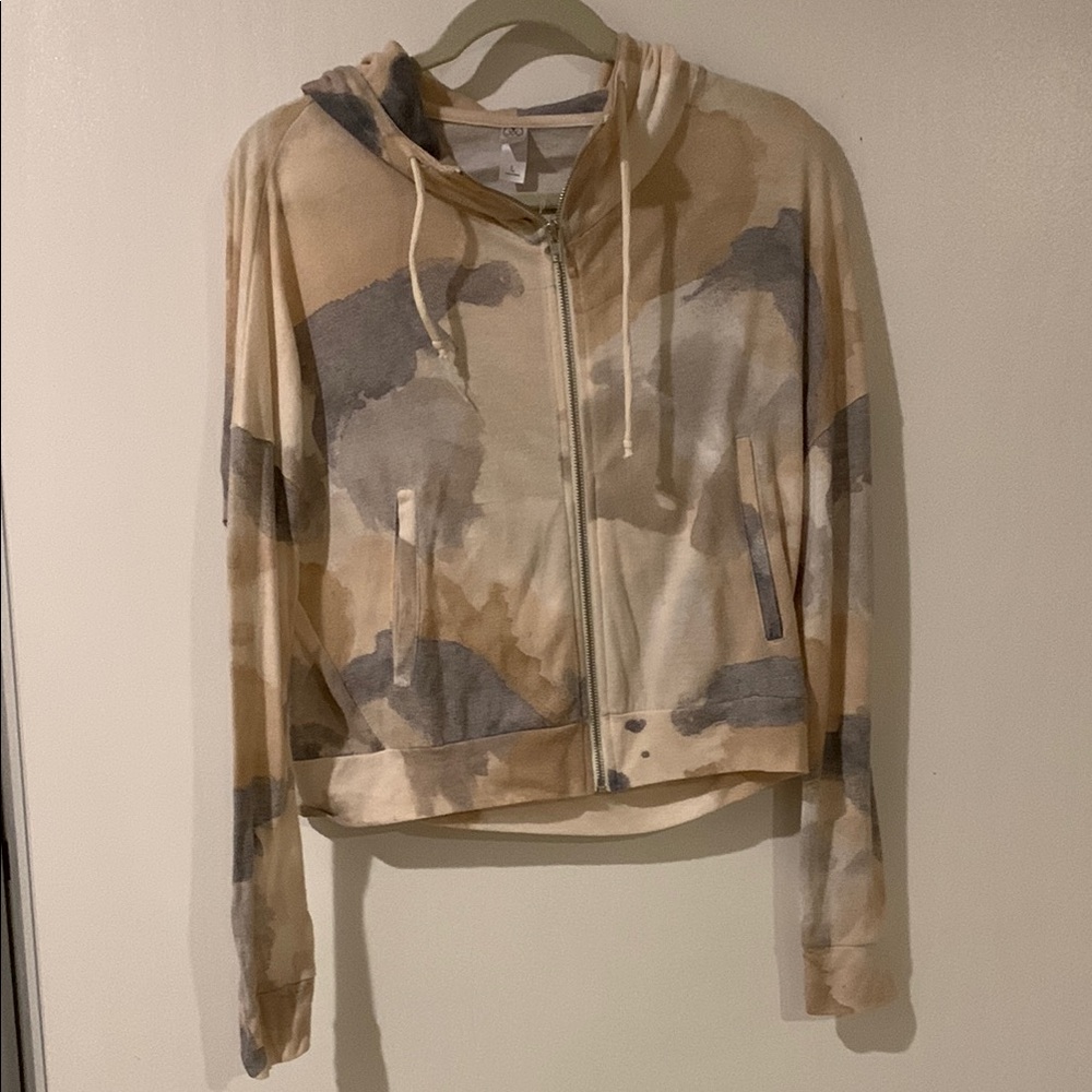Alternative Apparel Beige and Gray Tie-Dye Hoodie